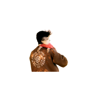 A Man In A Brown Sweatshirt Holds A Cat In A Striped Sweater, Enjoying A Peaceful Outdoor Scene. 14273 - Cat PNG image with transparent background